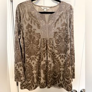 Krazy Kat Beige Blouse with Velvet detail